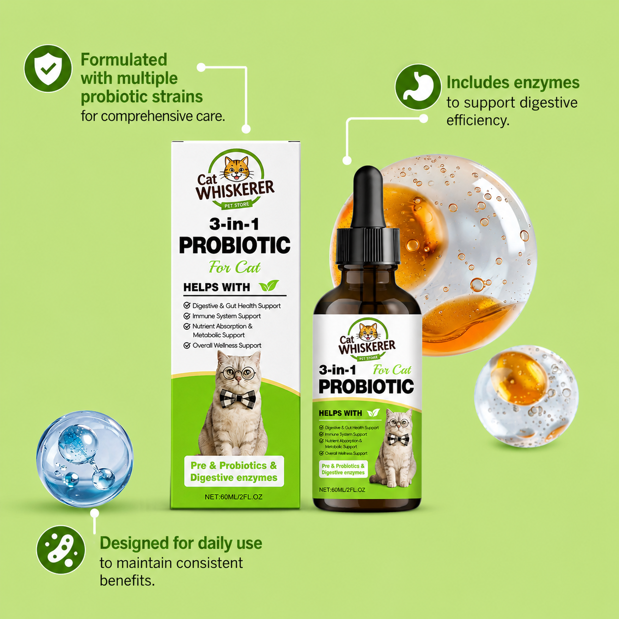 Cat Whiskerer™ 3-in-1 Probiotic Drops