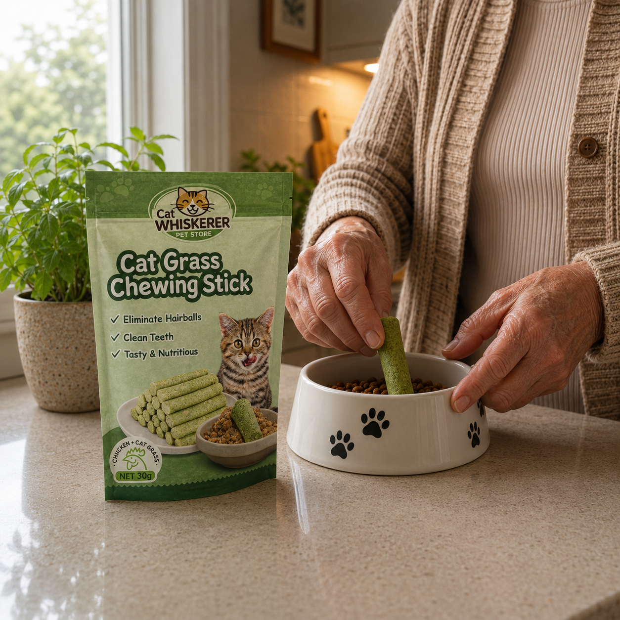 Cat Whiskerer™ All Natural Cat Grass Chewing Sticks